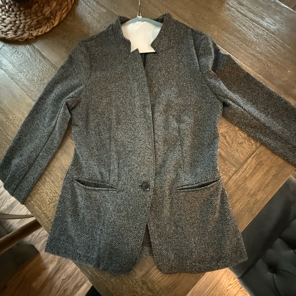 Banana Republic Gray Blazer Tailored Fit Wool-Blend